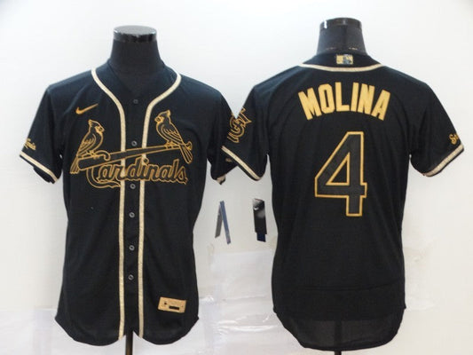 Men’s St. Louis Cardinals Yadier Molina #4 Black Stitched Jersey