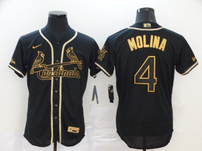 Men’s St. Louis Cardinals Yadier Molina #4 Black Stitched Jersey