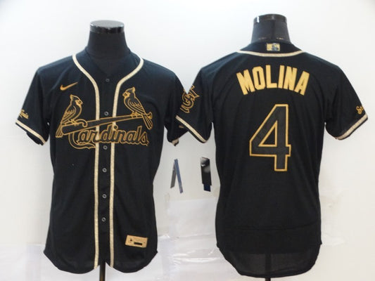 Men’s St. Louis Cardinals Yadier Molina #4 Black Stitched Jersey
