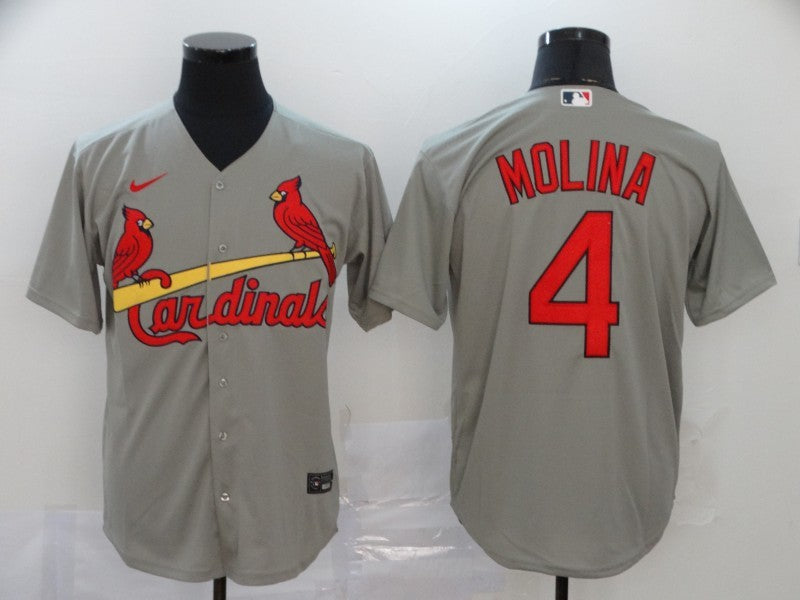 Men’s St. Louis Cardinals Yadier Molina #4 Gray Baseball Jersey