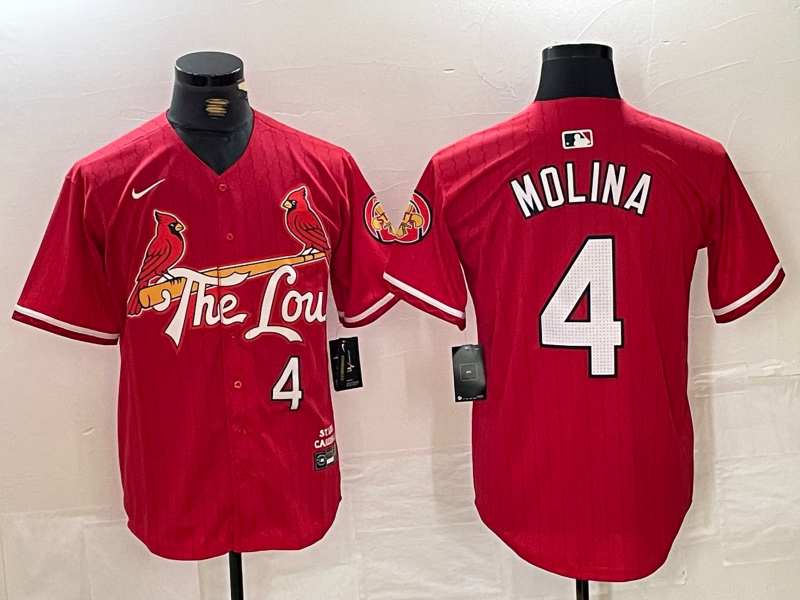 Men’s St. Louis Cardinals Yadier Molina #4 Red 2024 City Connect Limited Jersey
