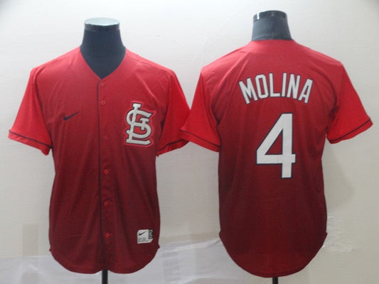 Men’s St. Louis Cardinals Yadier Molina #4 Red Stitched Jersey