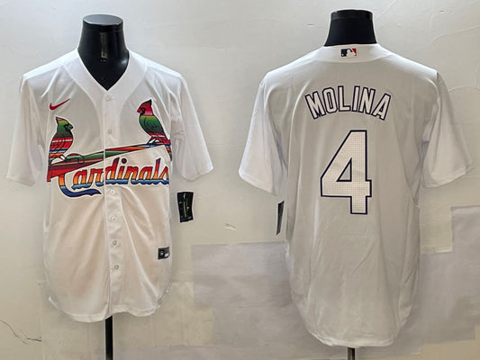 Men’s St. Louis Cardinals Yadier Molina #4 White Jersey