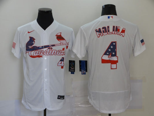 Men’s St. Louis Cardinals Yadier Molina #4 White Stitched Jersey