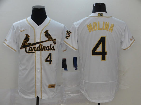 Men’s St. Louis Cardinals Yadier Molina #4 White Stitched Jersey