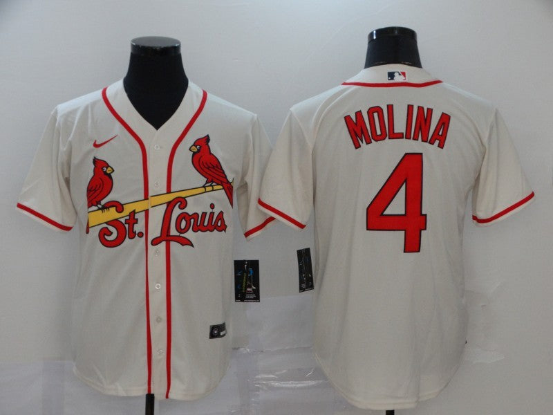 Men’s St. Louis Cardinals Yadier Molina Majestic Cream Alternate Jersey Beige