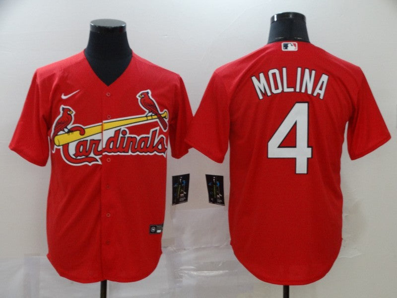 Men’s St. Louis Cardinals Yadier Molina Majestic Cream Alternate Jersey RED
