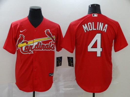 Men’s St. Louis Cardinals Yadier Molina Majestic Cream Alternate Jersey RED