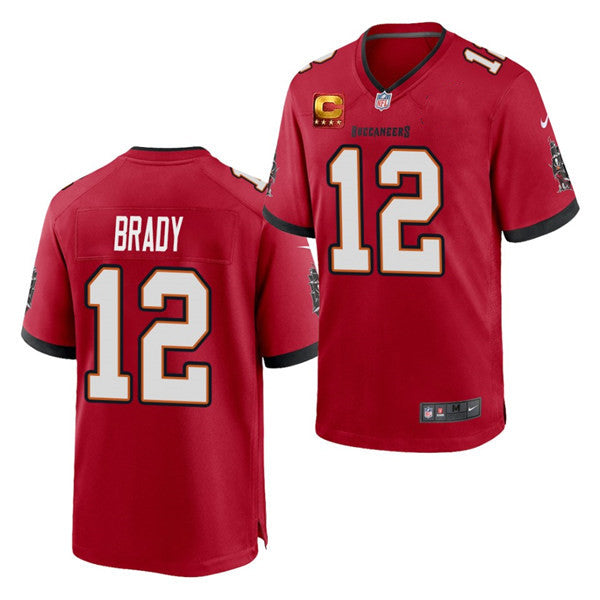 Men’s Tampa Bay Buccaneers #12 Tom Brady Nike Red Game Football Jersey with C patch