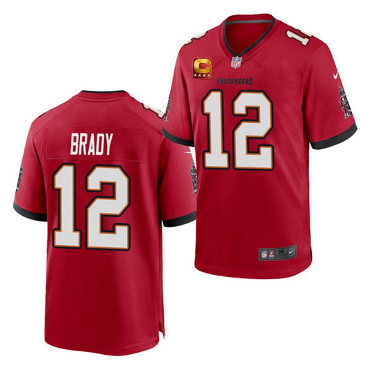 Men’s Tampa Bay Buccaneers #12 Tom Brady Nike Red Game Football Jersey with C patch