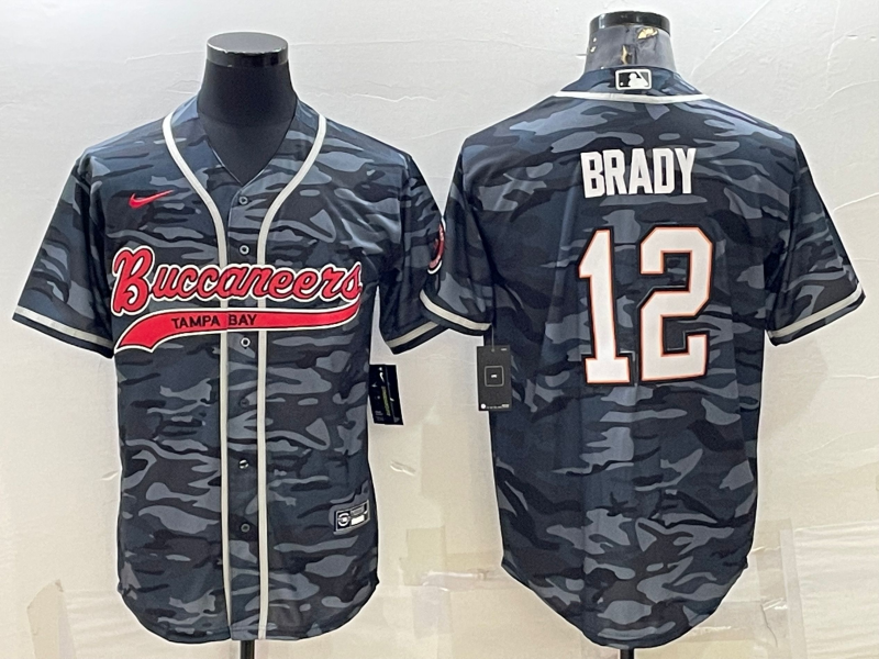 Men’s Tampa Bay Buccaneers Tom Brady #12 Grey Camouflage Jersey Joint Edition