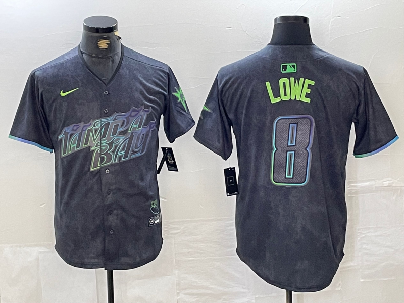 Men’s Tampa Bay Rays Brandon Lowe #8 Charcoal 2024 City Connect Limited Jersey