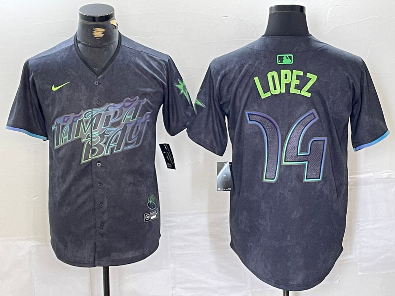 Men’s Tampa Bay Rays Jacob Lopez #74 Charcoal 2024 City Connect Limited Jersey