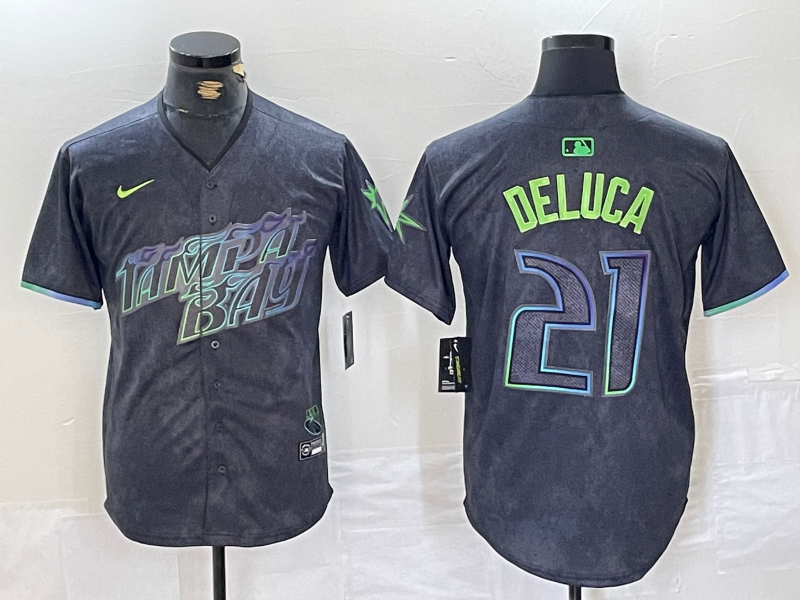 Men’s Tampa Bay Rays Jonny DeLuca #21 Charcoal 2024 City Connect Limited Jersey
