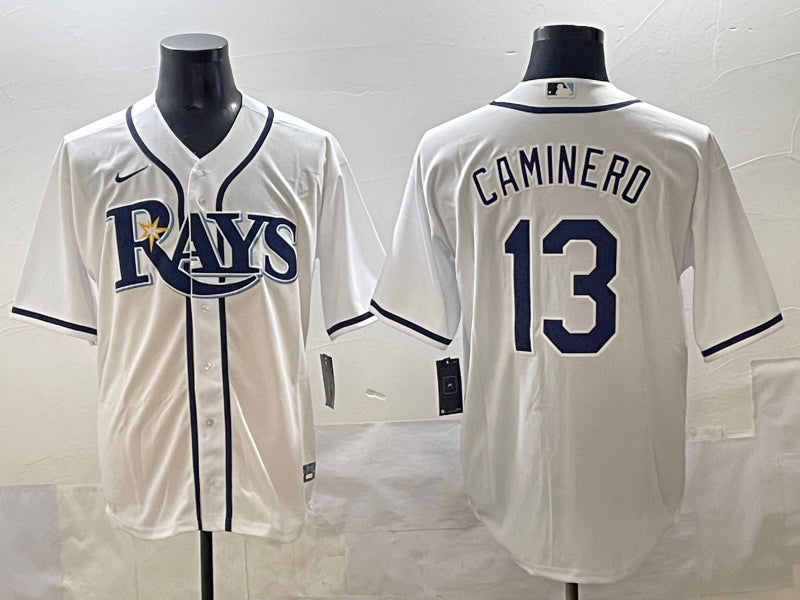 Men’s Tampa Bay Rays Junior Caminero #13 White Home Jersey