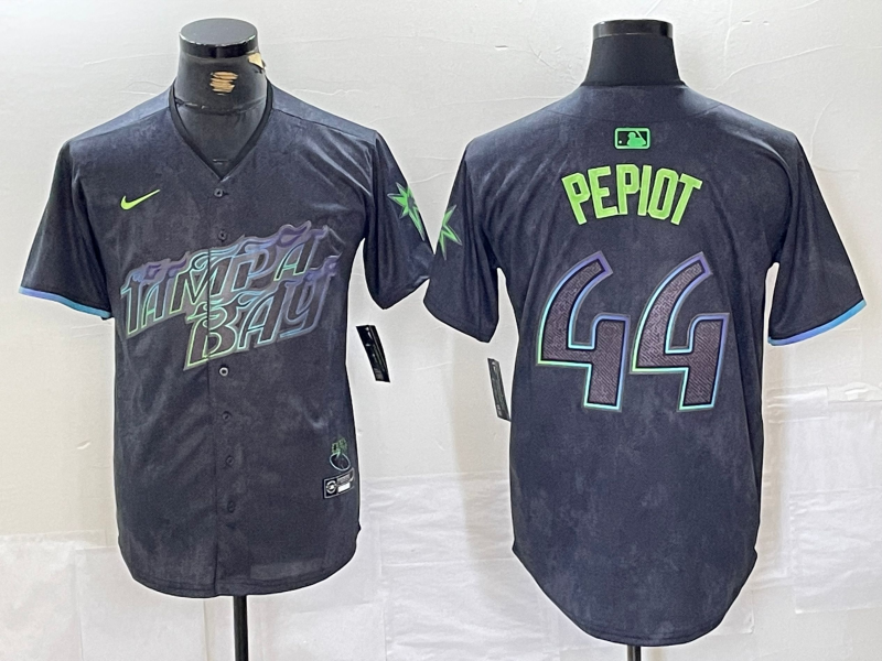 Men’s Tampa Bay Rays Ryan Pepiot #44 Charcoal 2024 City Connect Limited Jersey