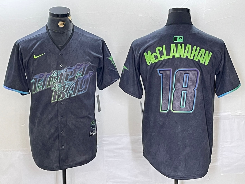 Men’s Tampa Bay Rays Shane McClanahan #18 Charcoal 2024 City Connect Limited Jersey