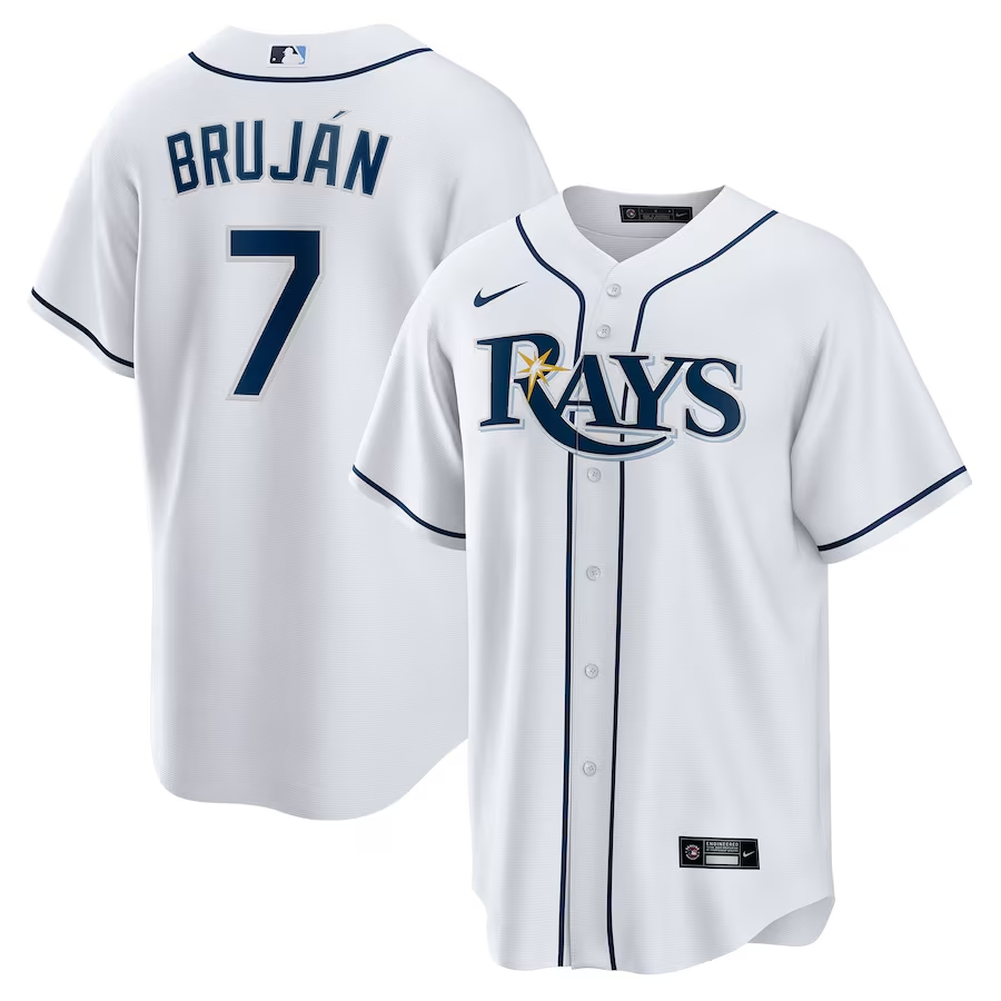 Men’s Tampa Bay Rays Vidal Brujan #7 White Home Jersey