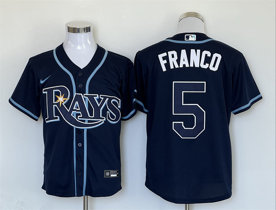 Men’s Tampa Bay Rays Wander Franco #5 Navy Baseball Jersey
