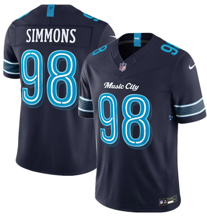 Men’s Tennessee Titans #98 Jeffery Simmons Navy 2026 F.U.S.E. ‘Music City’ Rivalries Collection Limited Stitched Football Jersey