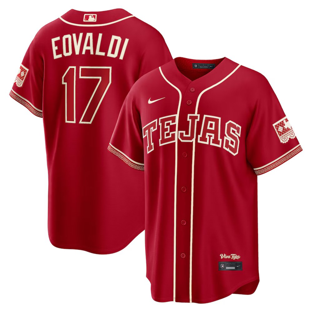 Men’s Texas Rangers #17 Nathan Eovaldi Red 2026 City Connect Stitched Jersey