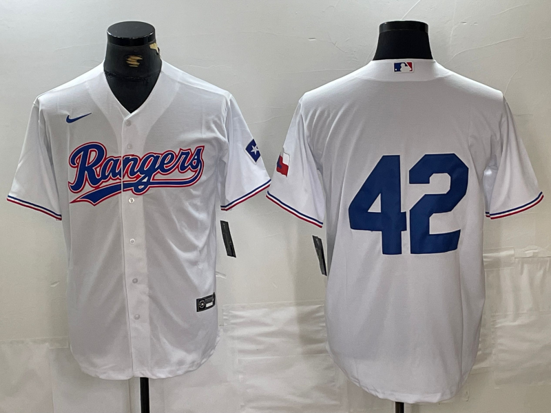 Men’s Texas Rangers #42 White 2024 Jackie Robinson Day Home Limited Jersey