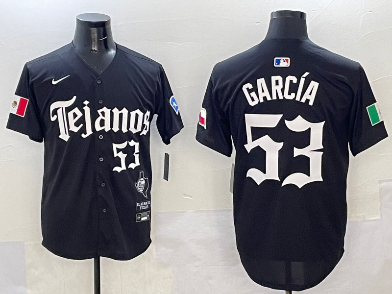 Men’s Texas Rangers Adolis Garcia #53 Black Jersey
