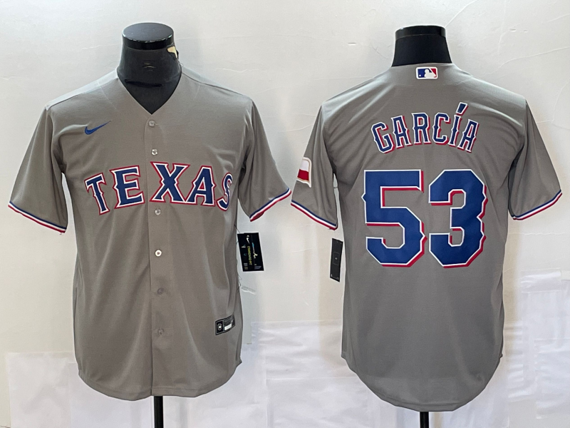 Men’s Texas Rangers Adolis Garcia #53 Gray Jersey