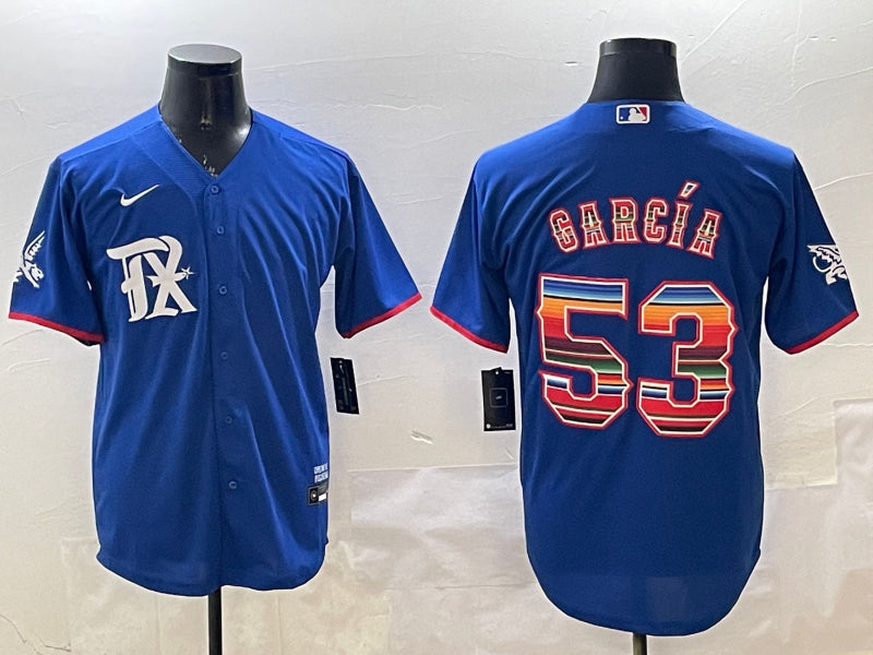 Men’s Texas Rangers Adolis Garcia #53 Royal Alternate Jersey