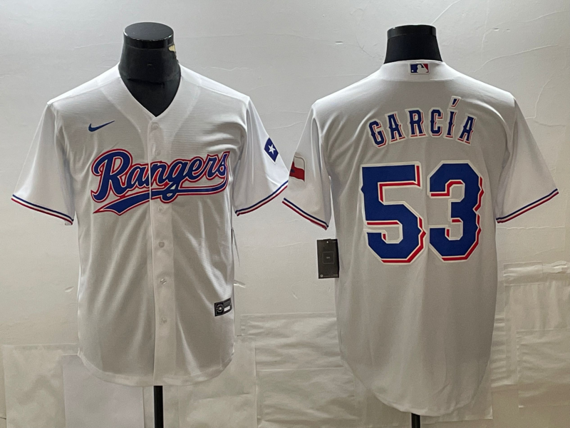 Men’s Texas Rangers Adolis Garcia #53 White Home Jersey
