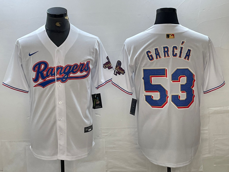 Men’s Texas Rangers Adolis Garcia #53 White Home Limited Jersey