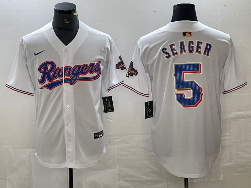 Men’s Texas Rangers Corey Seager #5 White 2024 Gold Collection Limited Jersey