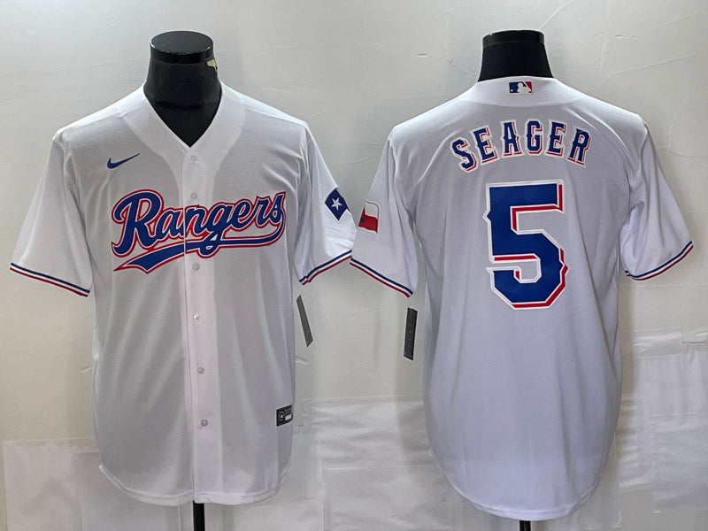 Men’s Texas Rangers Corey Seager #5 White Baseball Jersey