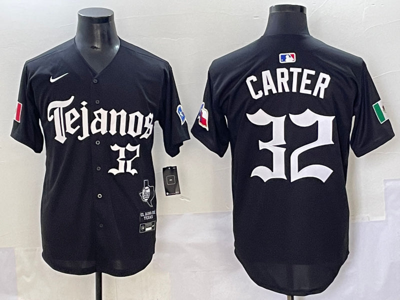 Men’s Texas Rangers Evan Carter #32 Black Jersey