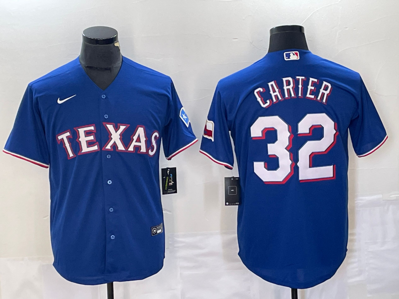 Men’s Texas Rangers Evan Carter #32 Blue Jersey