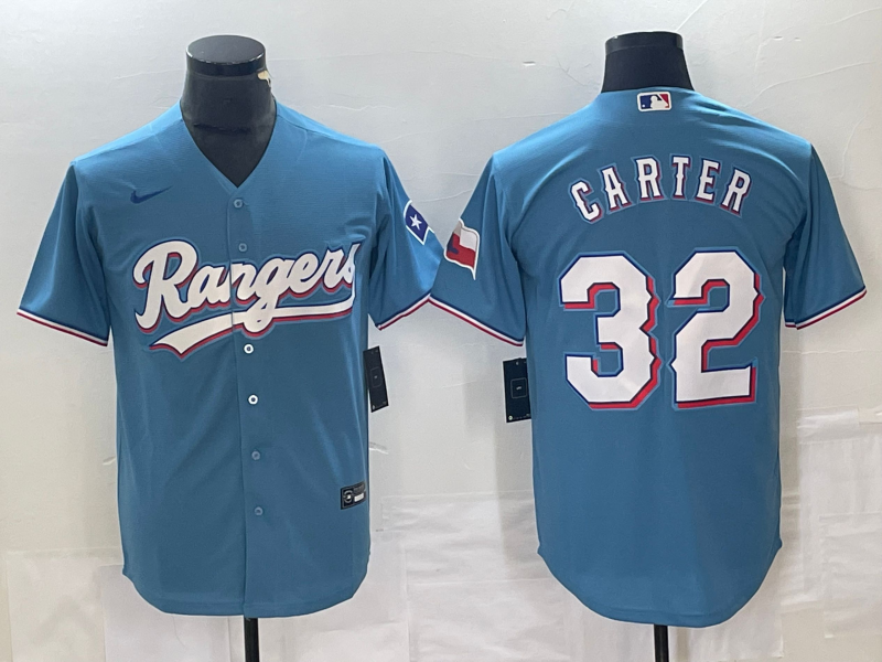 Men’s Texas Rangers Evan Carter #32 Light Blue Jersey