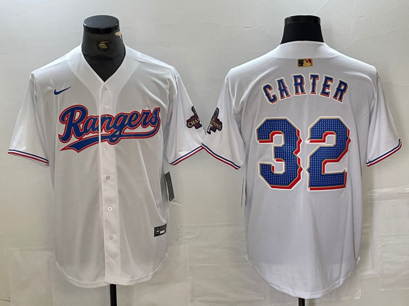 Men’s Texas Rangers Evan Carter #32 White 2024 Gold Collection Limited Jersey
