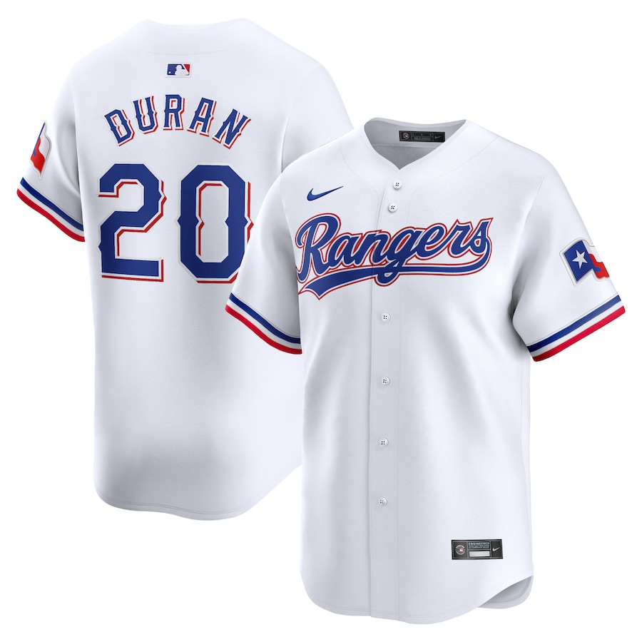 Men’s Texas Rangers Ezequiel Duran #20 White Home Limited Jersey