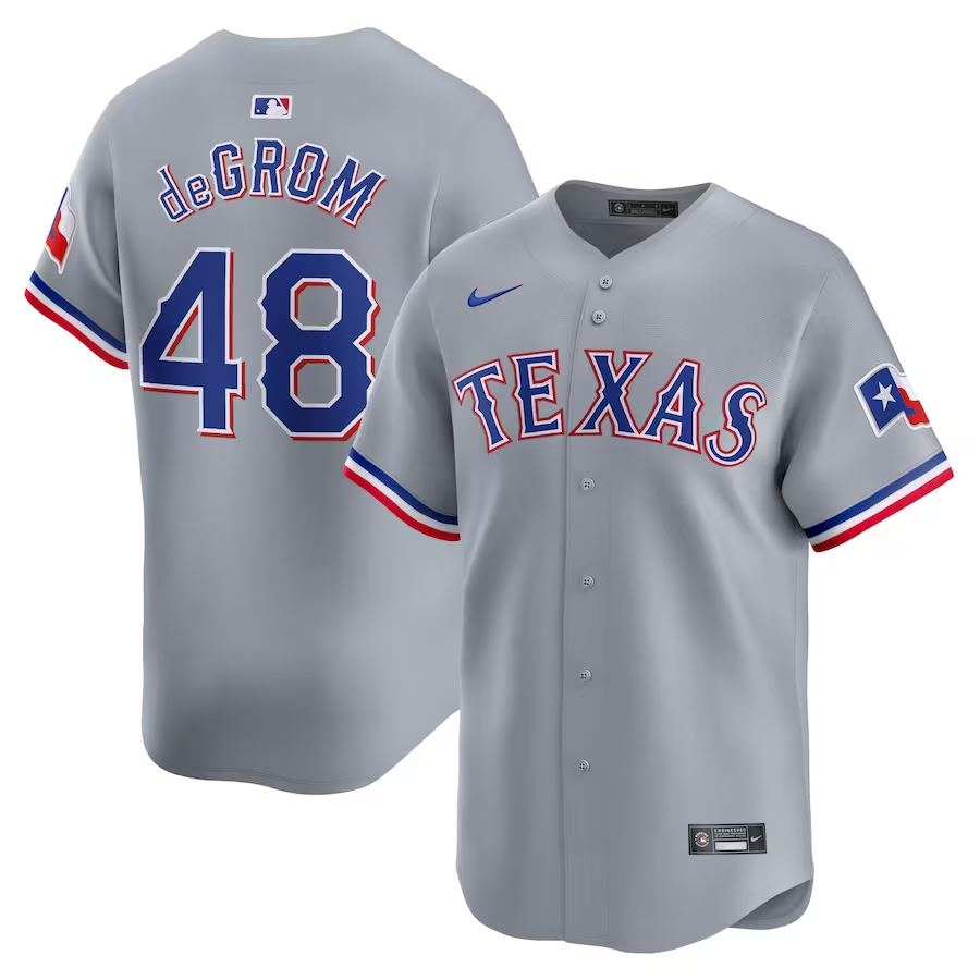 Men’s Texas Rangers Jacob deGrom #48 Gray Away Limited Jersey