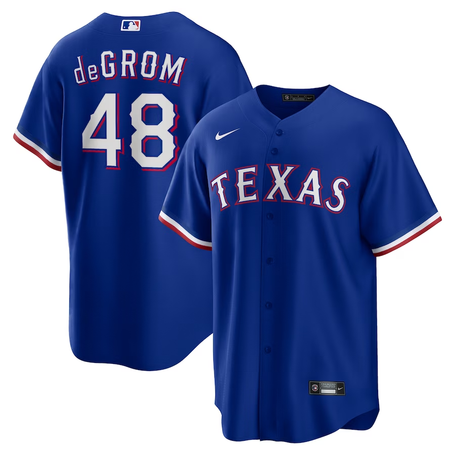 Men’s Texas Rangers Jacob deGrom #48 Royal Away Jersey