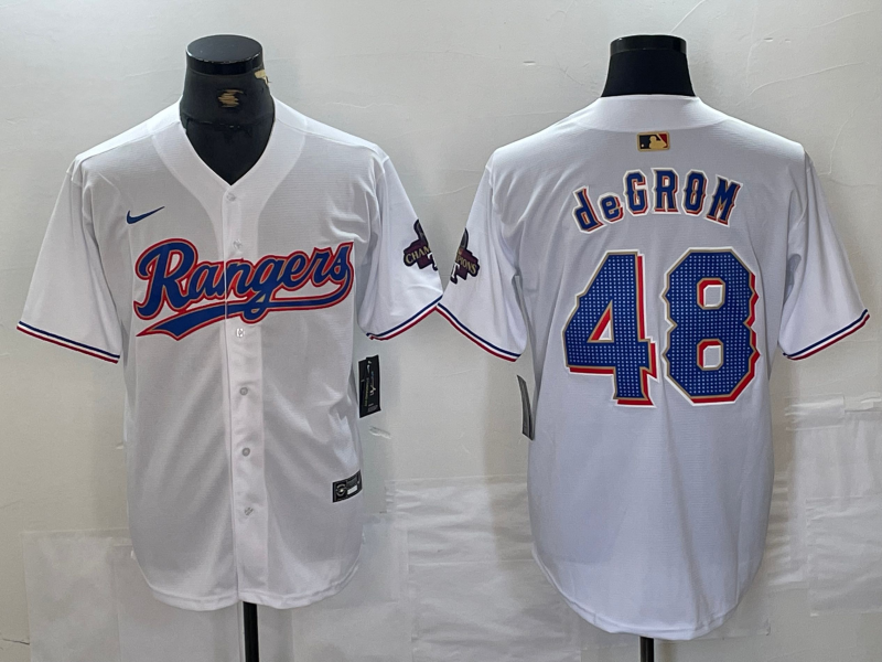 Men’s Texas Rangers Jacob deGrom #48 White 2024 Gold Collection Limited Jersey