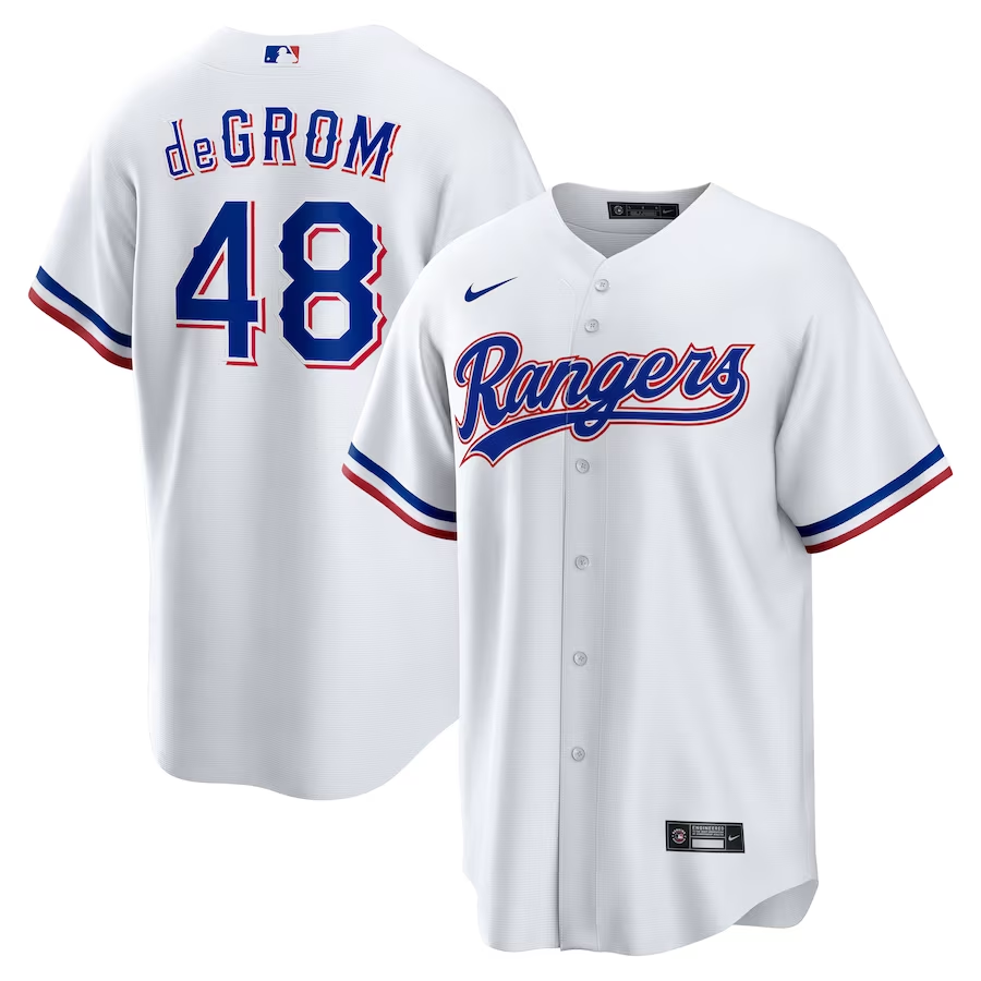 Men’s Texas Rangers Jacob deGrom #48 White Home Jersey