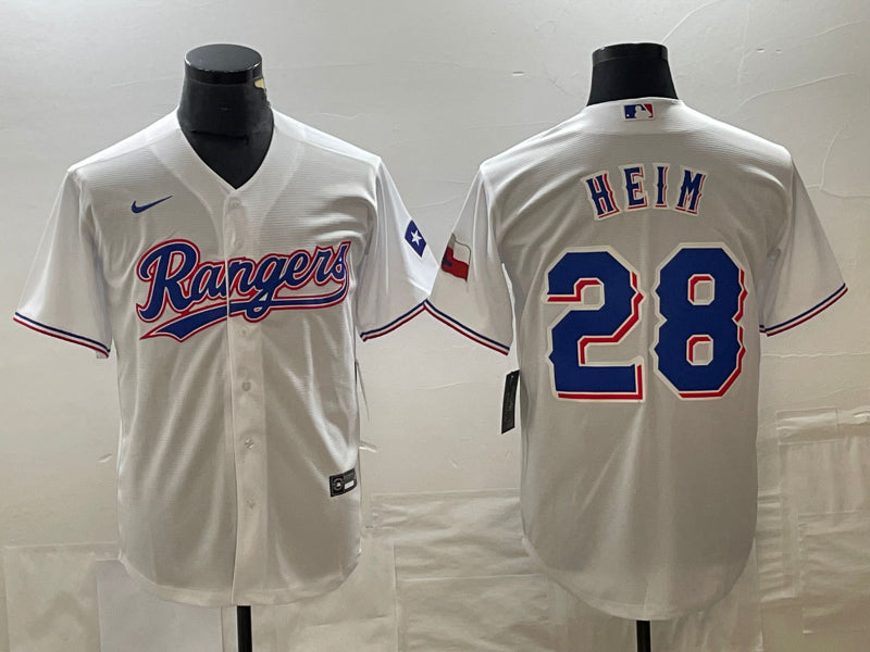 Men’s Texas Rangers Jonah Heim #28 White Home Jersey