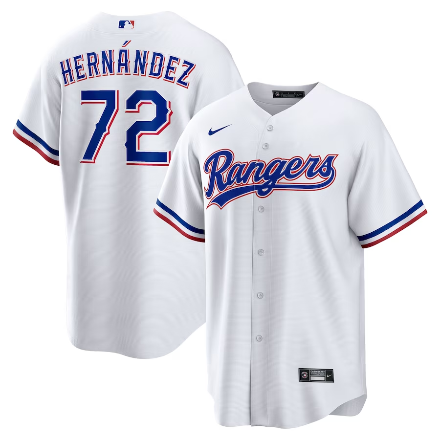 Men’s Texas Rangers Jonathan Hernandez #72 White Home Jersey