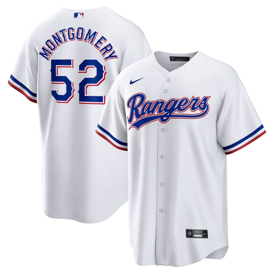 Men’s Texas Rangers Jordan Montgomery #52 White Home Jersey