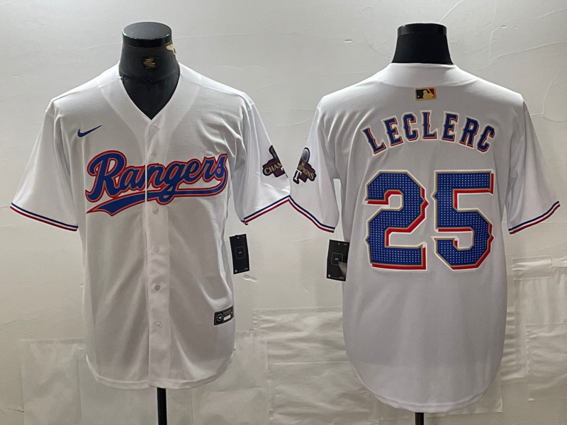 Men’s Texas Rangers Jose Leclerc #25 White 2024 Gold Collection Limited Jersey