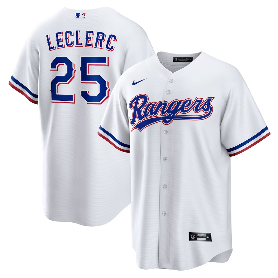 Men’s Texas Rangers Jose Leclerc #25 White Home Jersey
