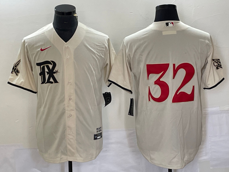 Men’s Texas Rangers Josh Hamilton #32 Cream 2023 City Connect Jersey