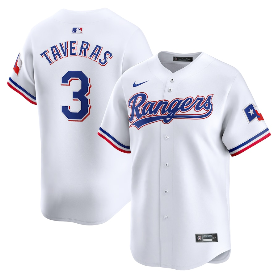 Men’s Texas Rangers Leody Taveras #3 White Home Limited Jersey