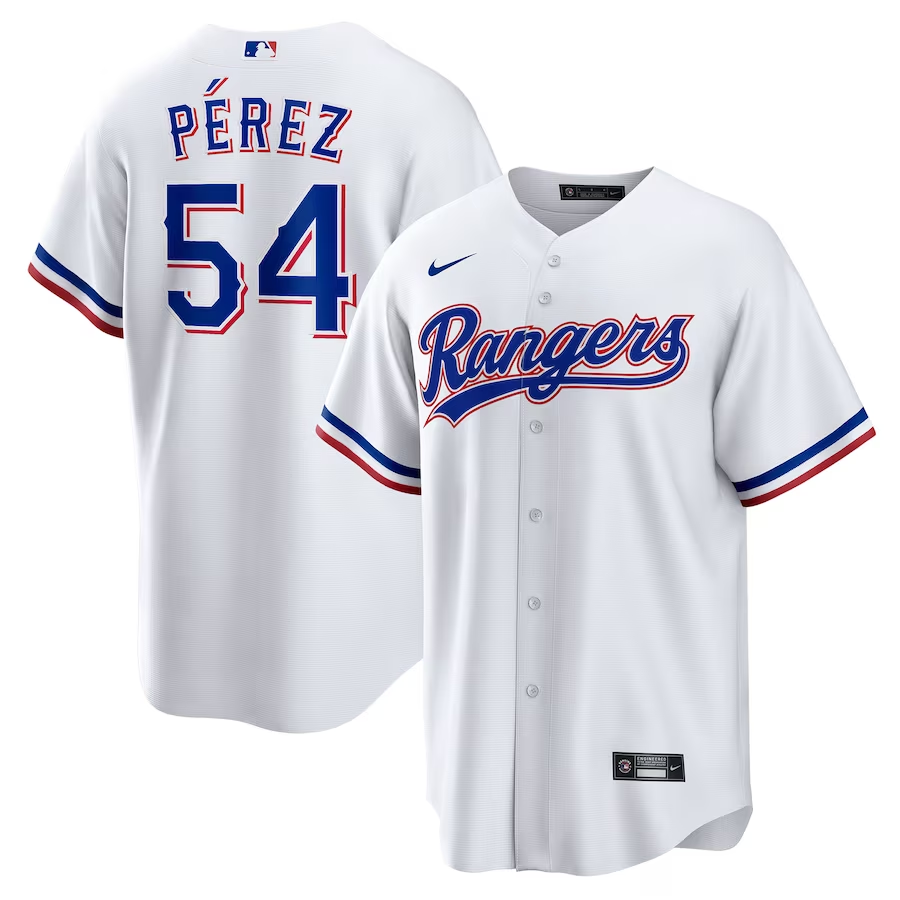 Men’s Texas Rangers Martin Perez #54 White Home Jersey